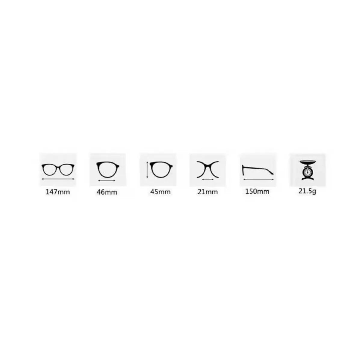 Measurement icons and values on a white background