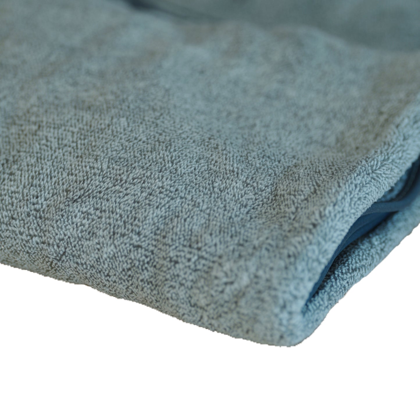 Soft, folded gray Bamboo Charcoal Antibacterial Bath Towel (140cm x 70cm)
with a subtle texture and dark blue trim, customized for a neat and tidy appearance.