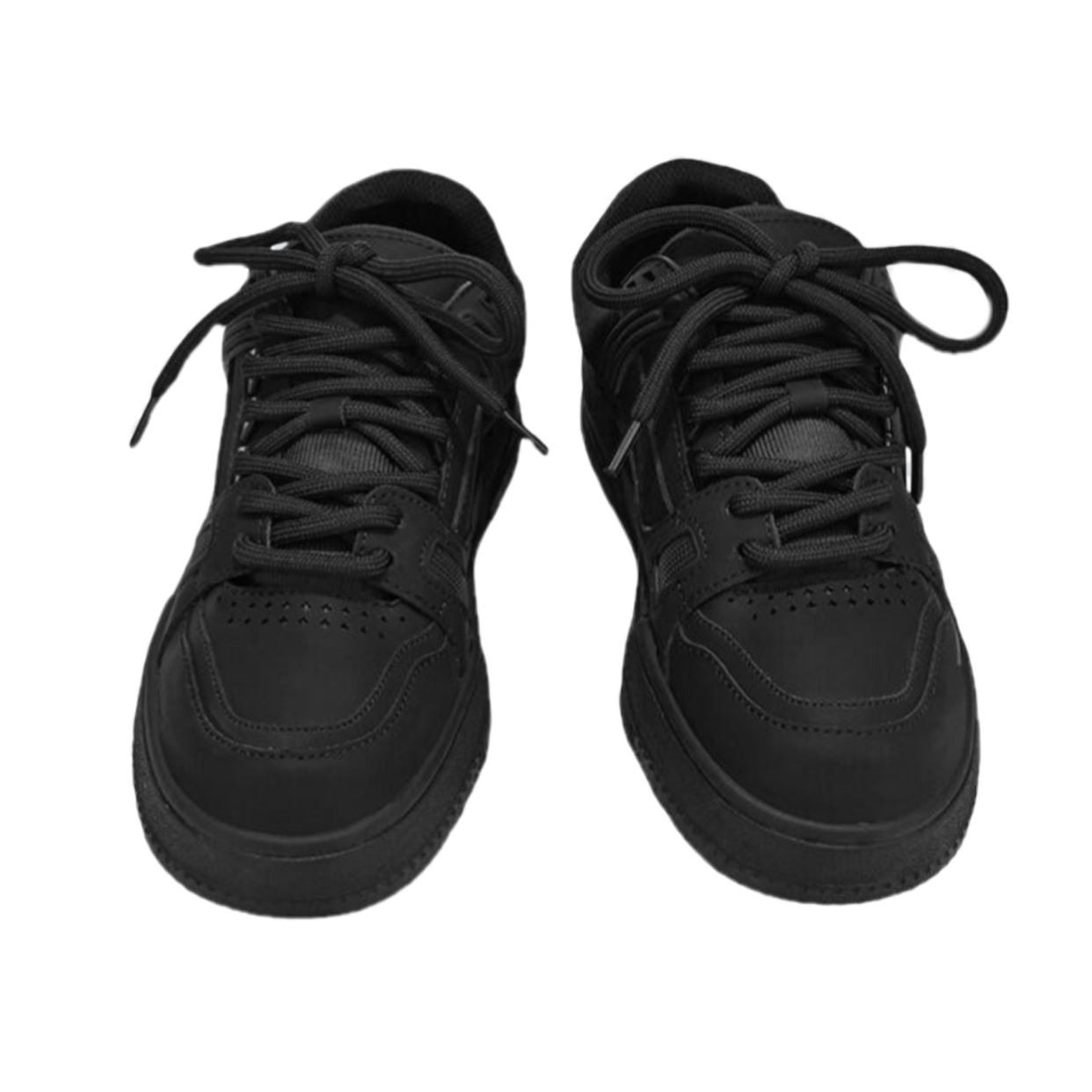 Black Knight INS style men’s black sports casual shoes with non-slip wear-resistant chunky sole and height-increasing design for everyday comfort and style