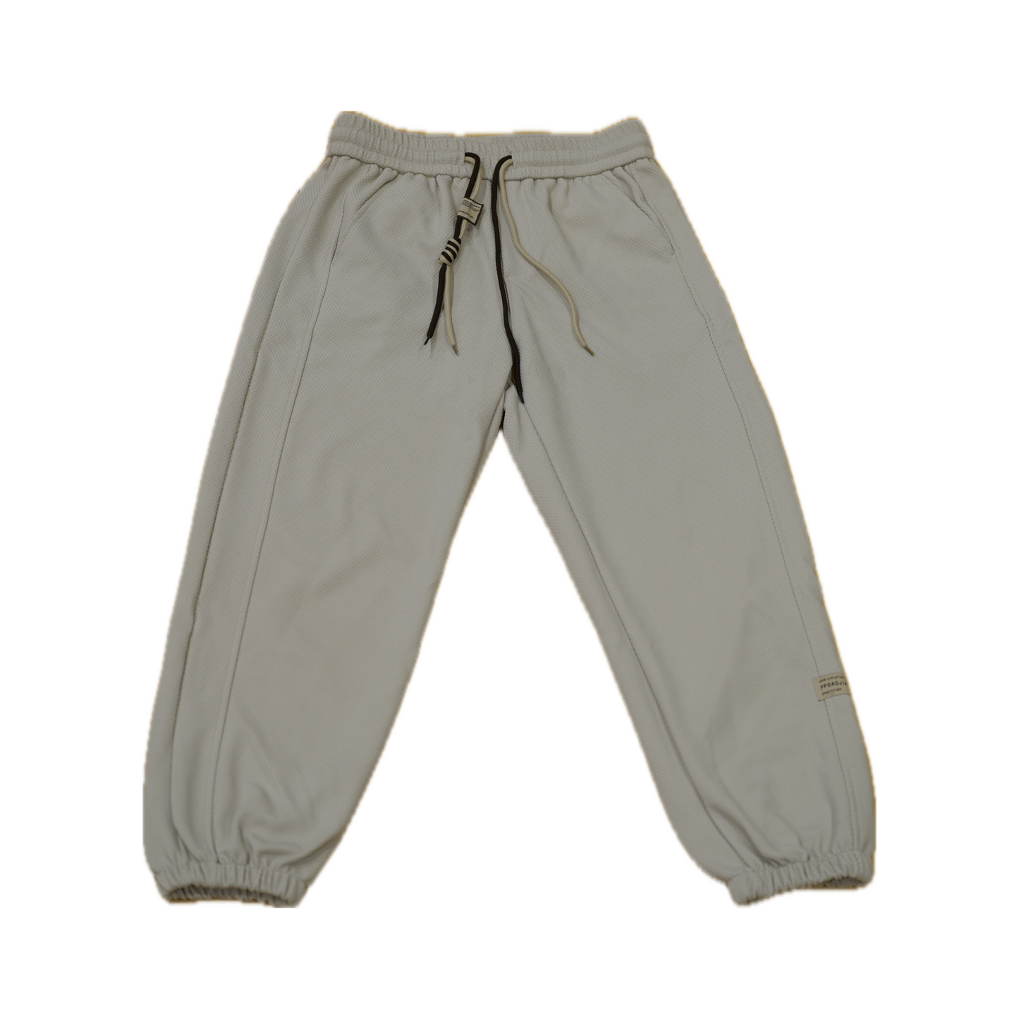 Men's relaxed fit trousers with adjustable drawstring waist, front and rear pockets, designed for all-day comfort and casual style