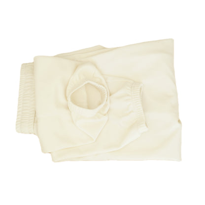 Men’s white summer jogger pants made from lightweight breathable polyester with relaxed fit and elastic cuffs for casual or active wear