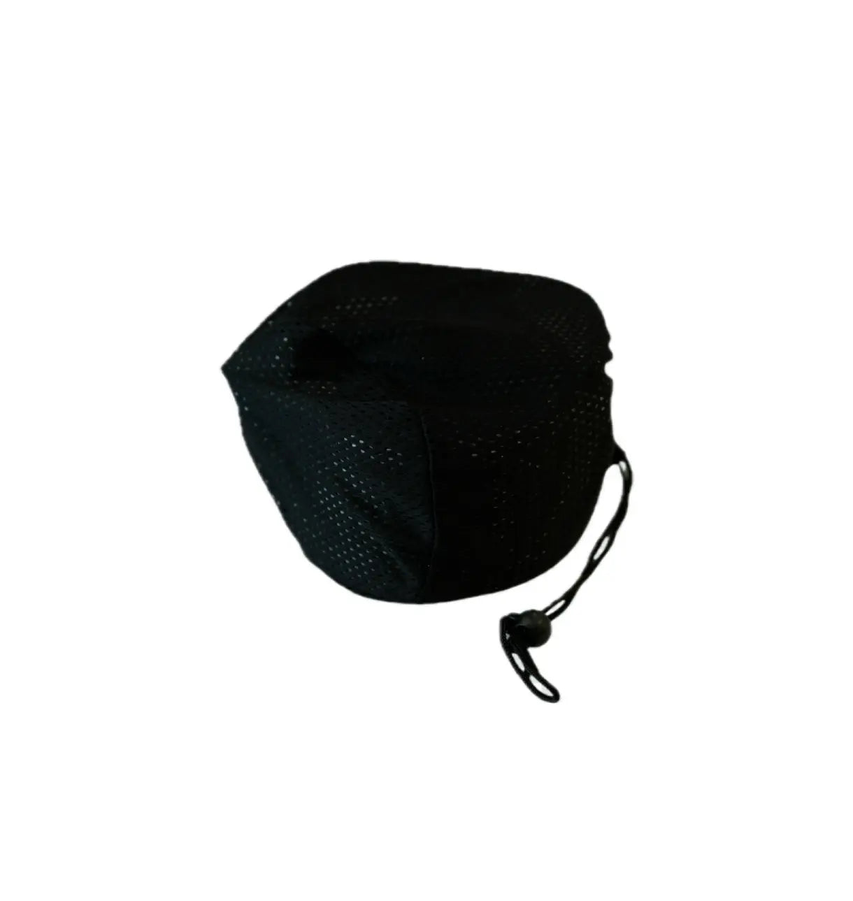 Aluminium kettle 1.1L for camping in a black drawstring bag on a white background