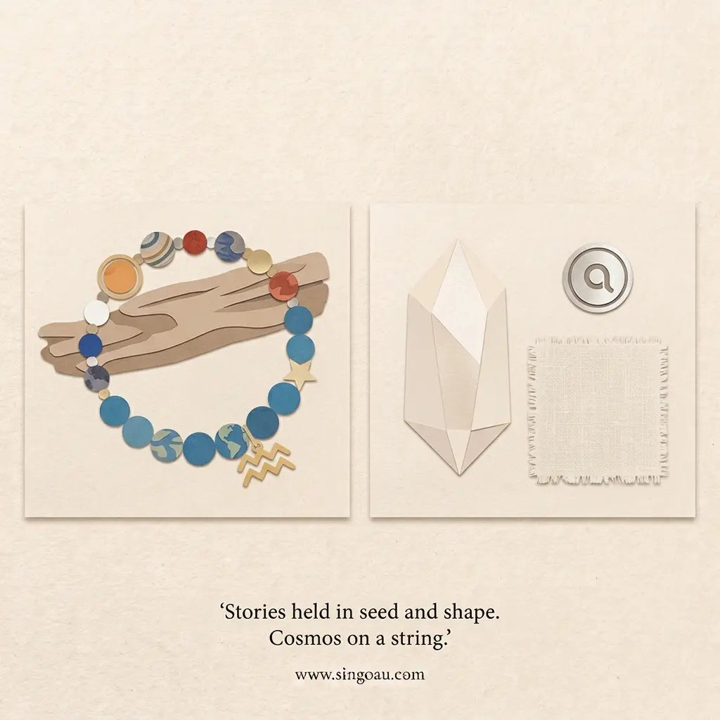 Blue Constellation Crystal Bracelet · Zodiac Energy, Protection & Balance hand draw image singoau