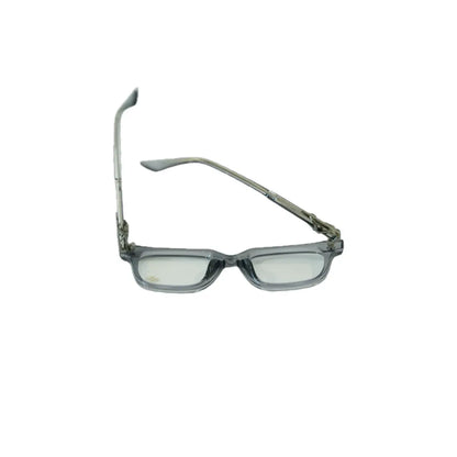 Clear eyeglasses with a thin frame on a white background