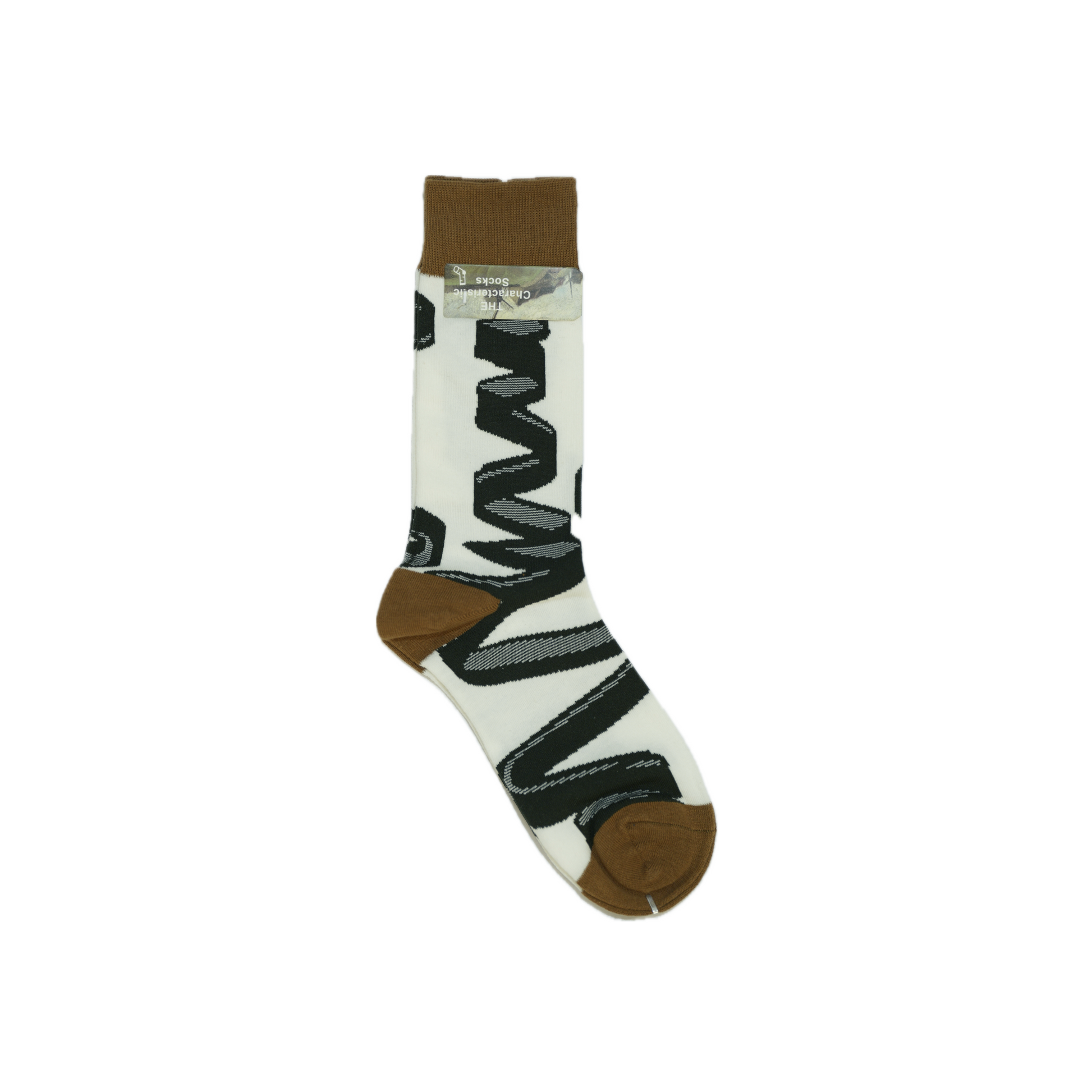 A pair of cotton sock in cream color with black pattern inspired by Van Gogh’s golden fields