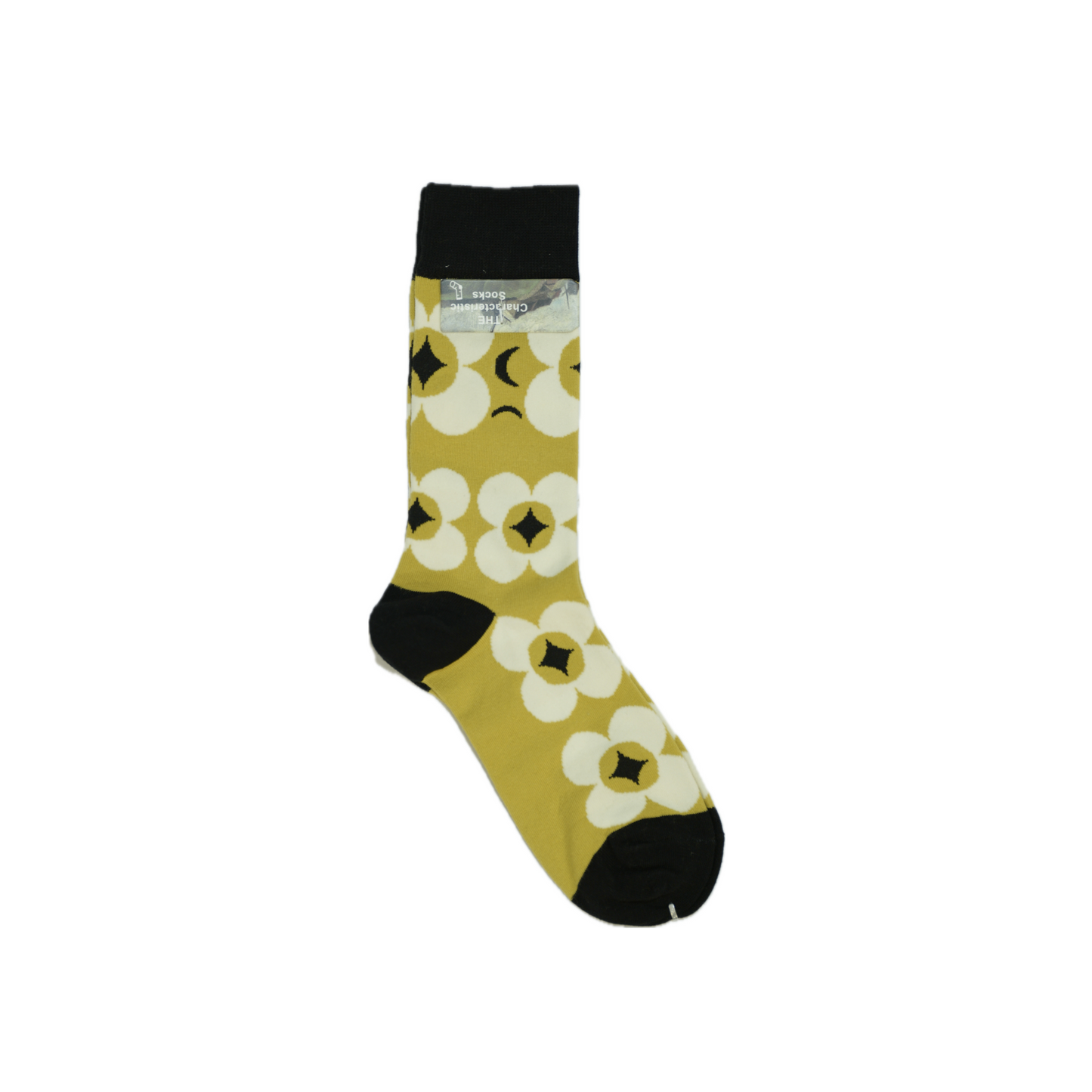 A pair of cotton sock with yellow pattern on cream color inspired by Van Gogh’s golden fields