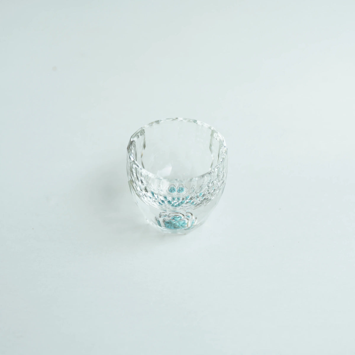 Crystal Turquoise Faceted Cup 65ml upper angle