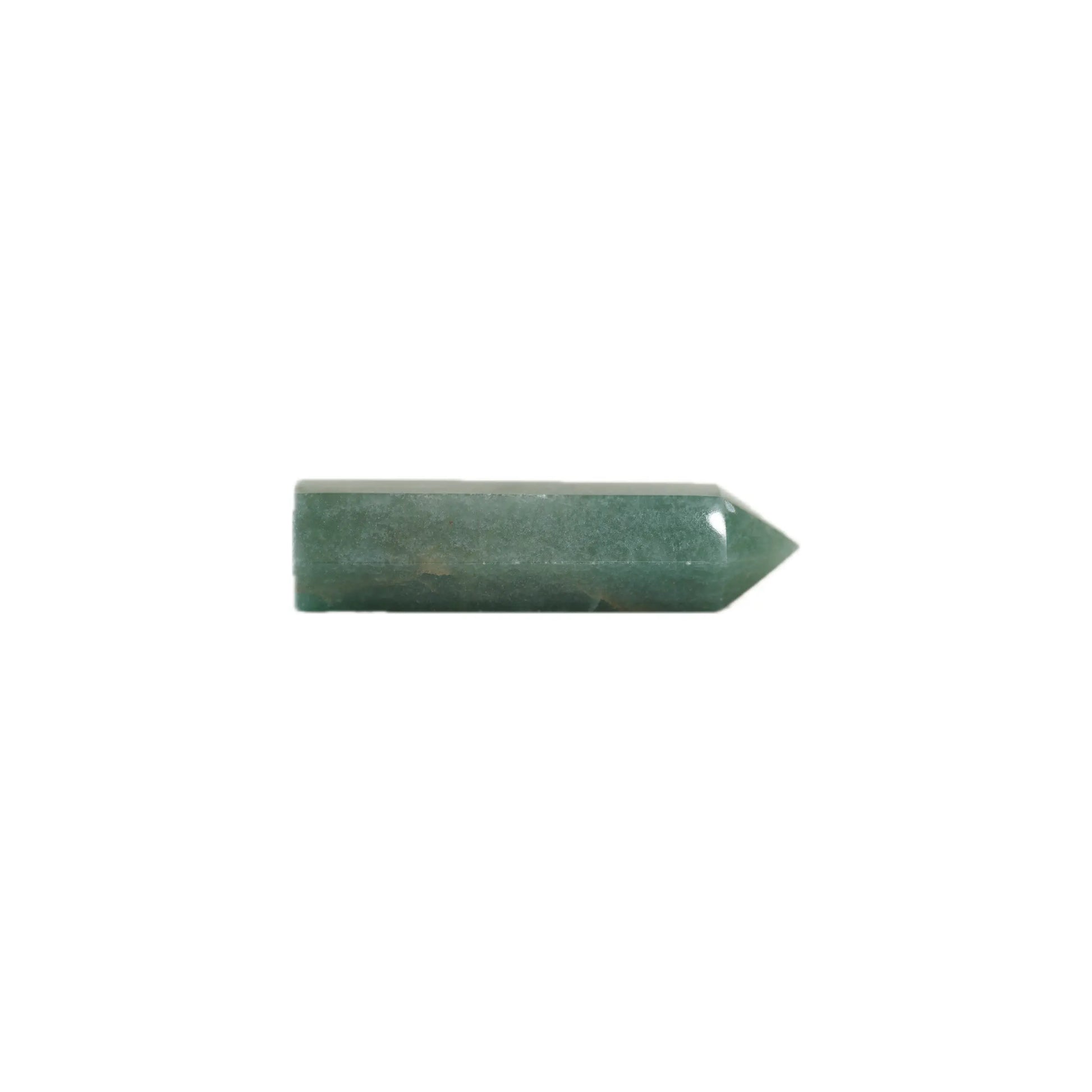 A polished aventurine tower, shown horizontally against a plain white background.