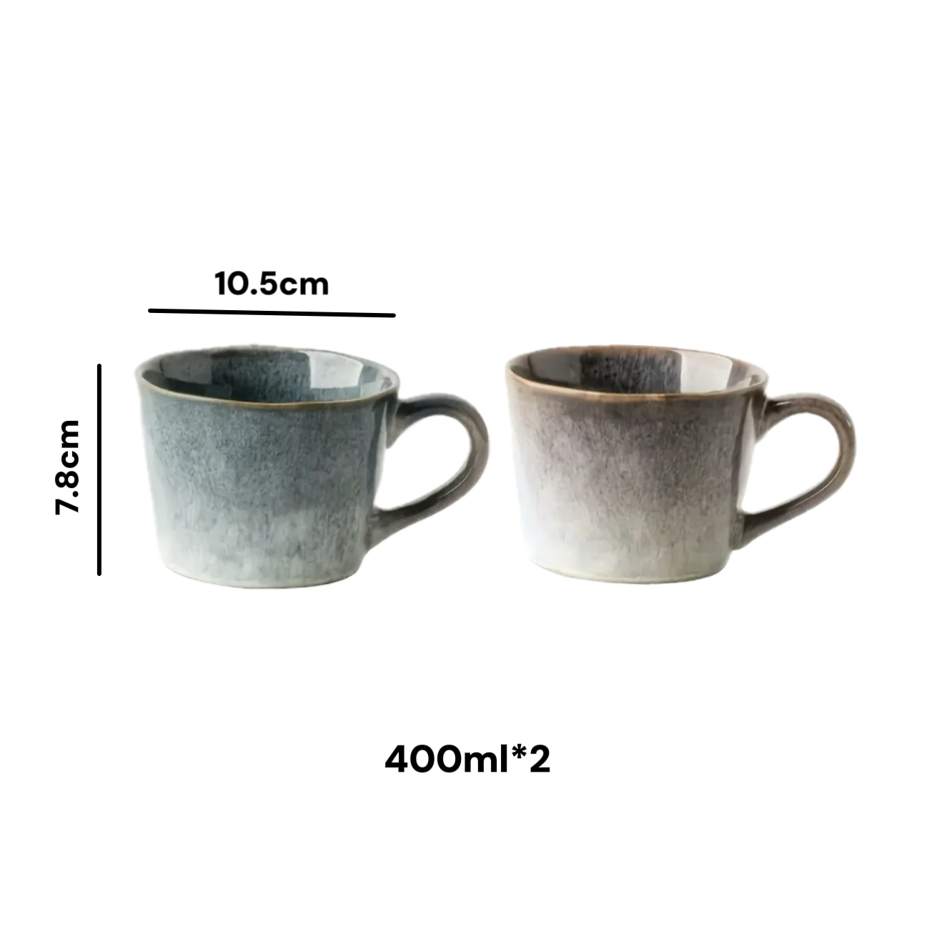 Vintage-Style Tea & Coffee Mug Set 400ml