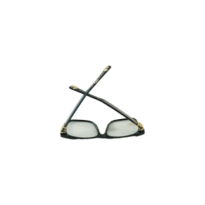 Pair of glasses with a black frame on a white background