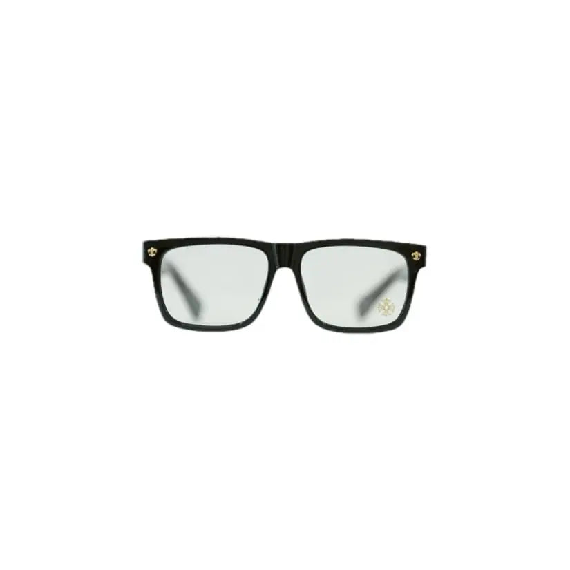 Black-framed glasses on a white background