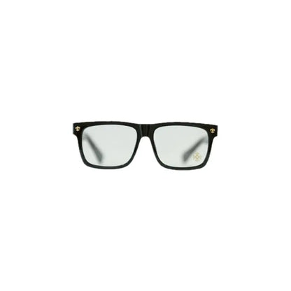 Black-framed glasses on a white background