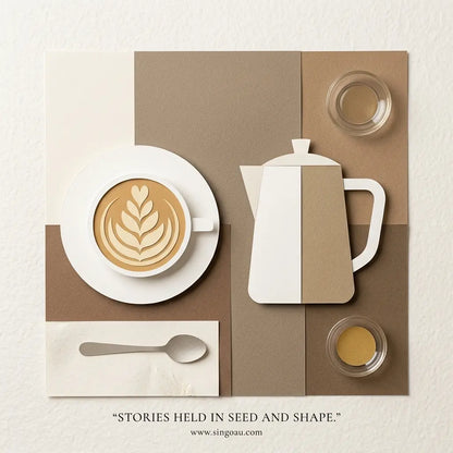 Minimalist Burnt Stone Coffee Cup & Saucer 280ml hand draw image singoau
