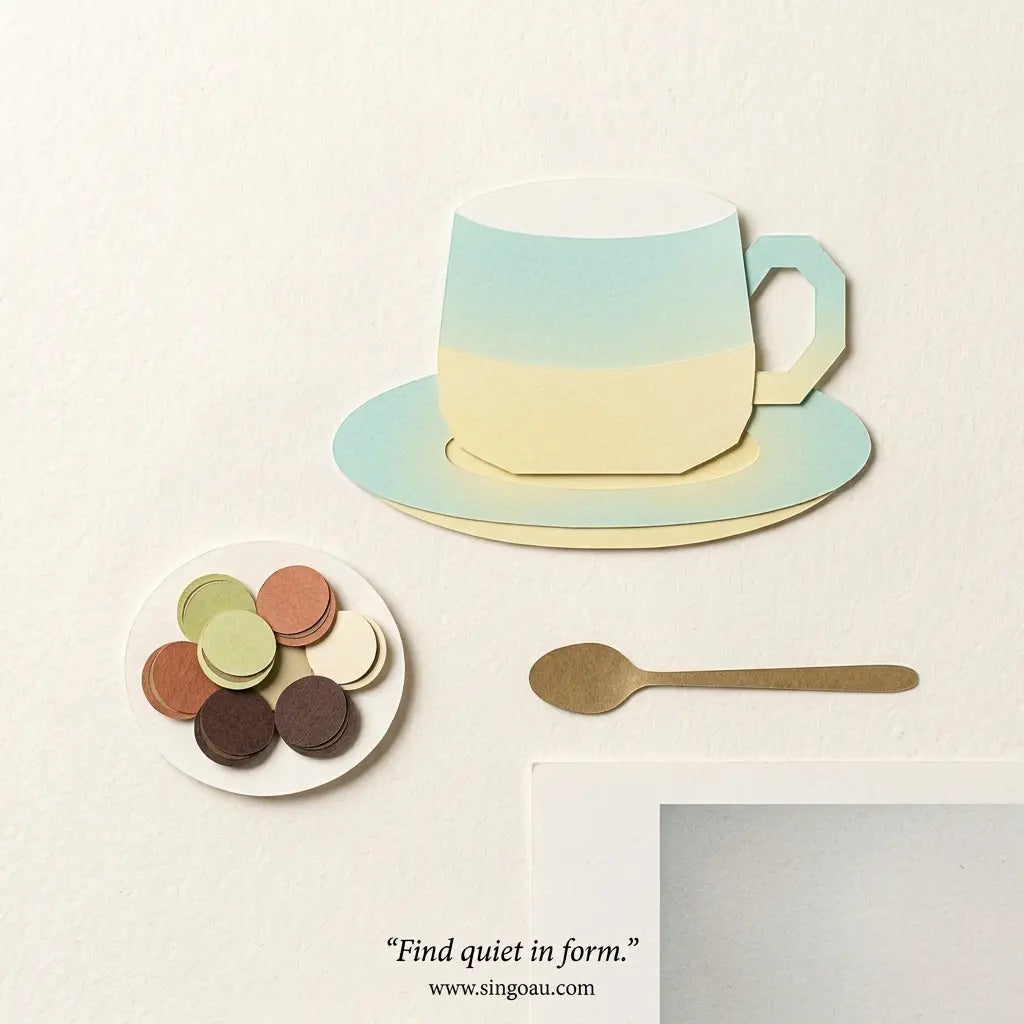 'Morning Glow' Gradient Ceramic Coffee Cup & Saucer Set 290ml hand draw image singoau