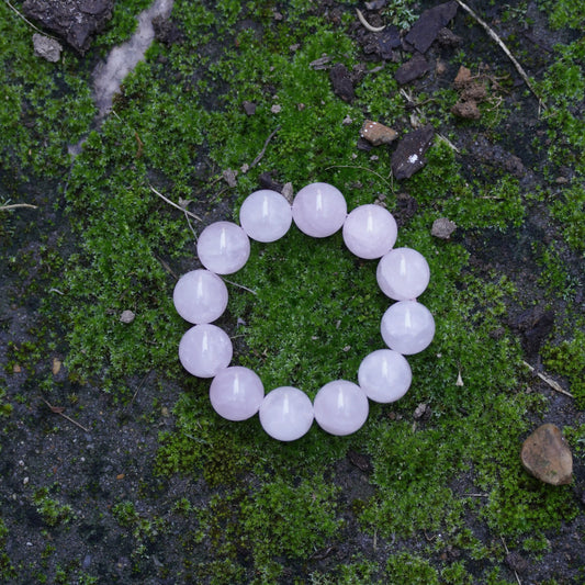 Natural Rose Quartz Crystal Bracelet 18mm · Love, Emotional Healing & Inner Peace on a nature muse 
