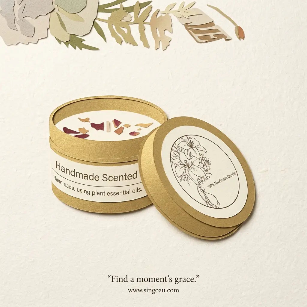 Relaxing Aromatherapy Tin-Simple Comfort Handmade Scented Candle hand draw image singoau