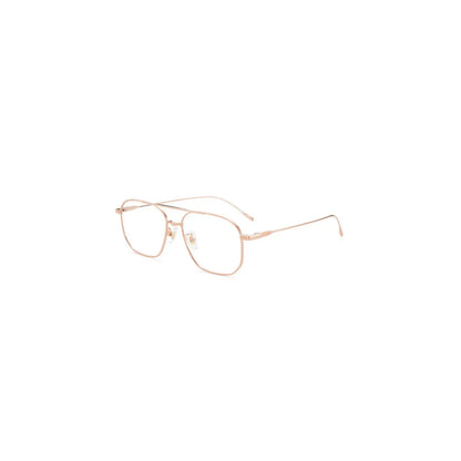 Rose gold eyeglasses on a white background