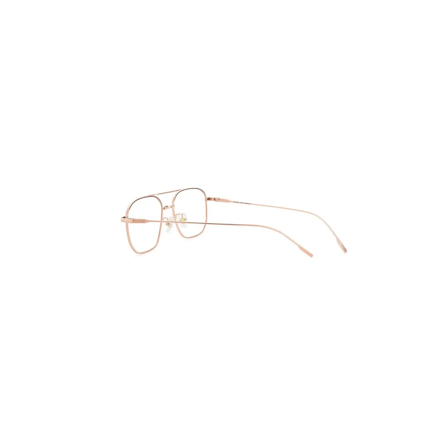 Rose gold eyeglasses on a white background
