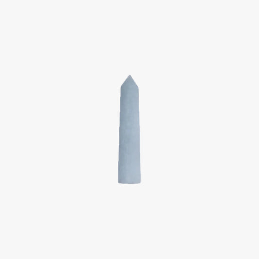 A single celestite tower centered on a plain white background.
