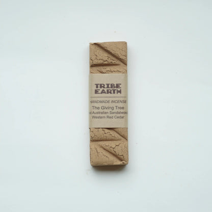 Tribe earth incense giving tree labeled on a white background