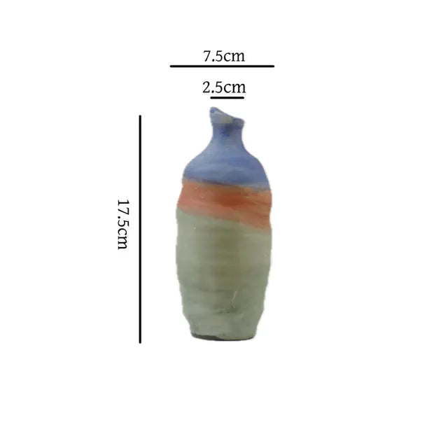 Ceramic vase with measurements on a white background
