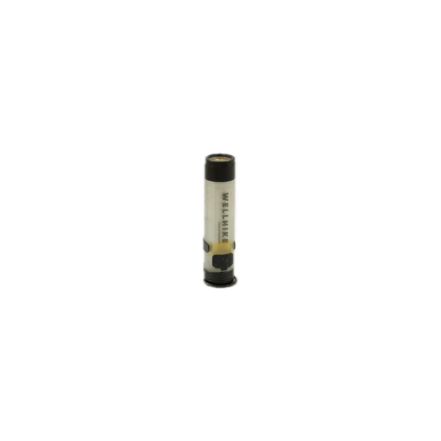 A single wellhike shotgun cartridge with a transparent body and black end, displayed against a white background.
