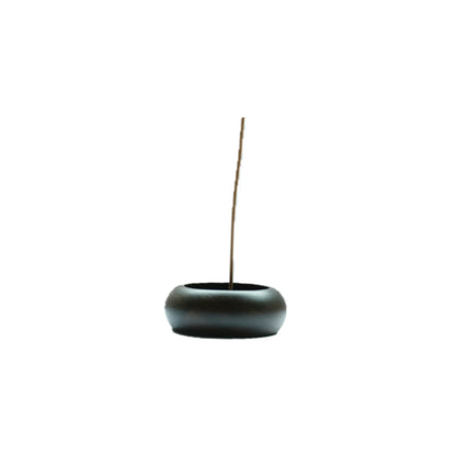 Wabi-Sabi Walnut Wood Incense Holder – Zen Vintage Minimalist on a white background