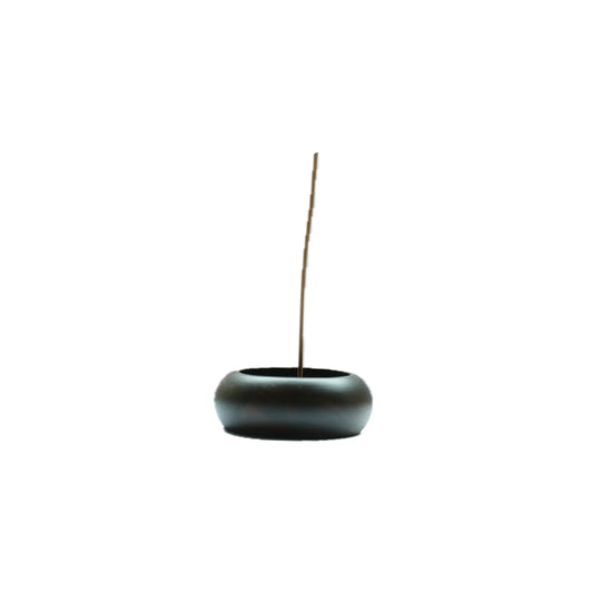 Wabi-Sabi Walnut Wood Incense Holder – Zen Vintage Minimalist on a white background