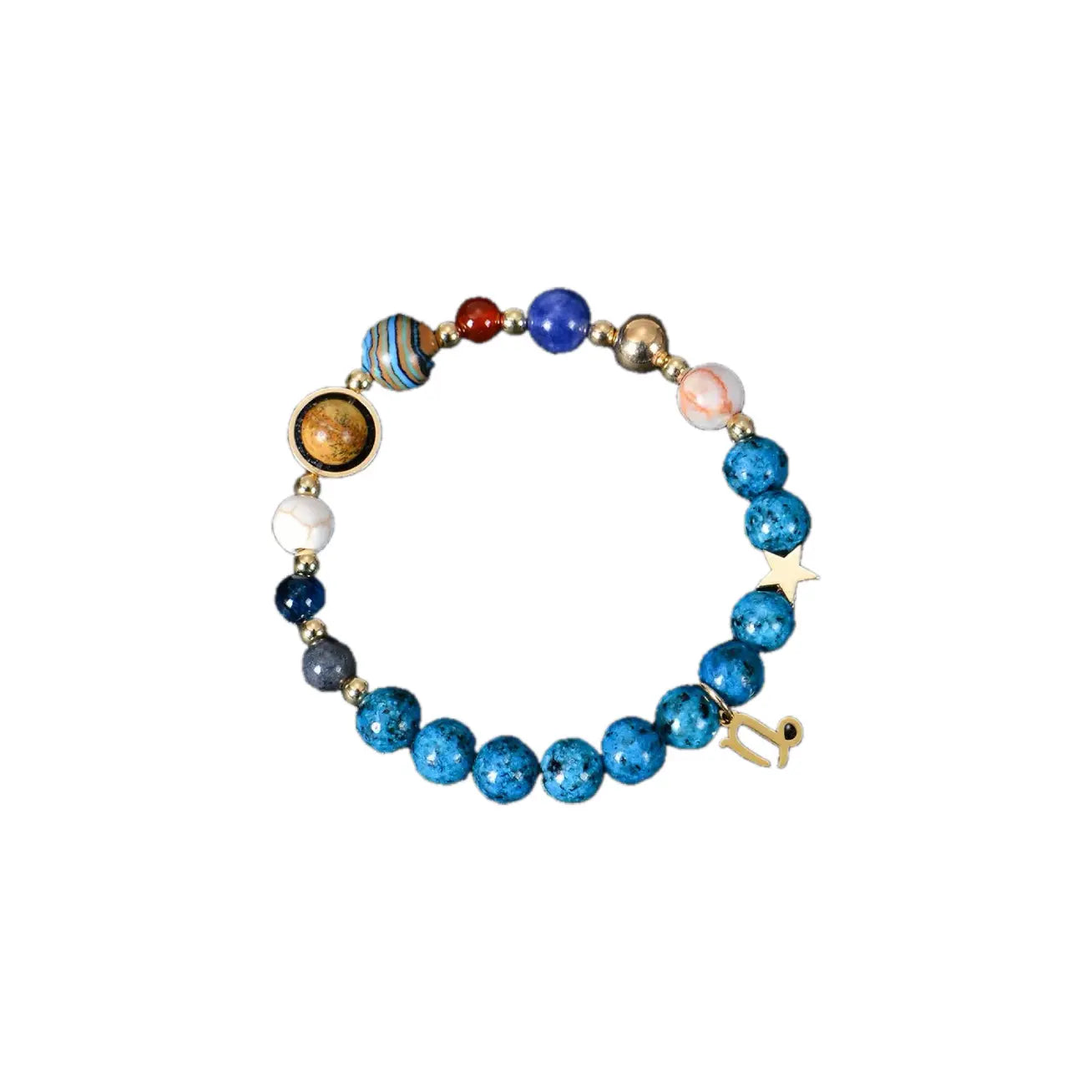 Blue Constellation Crystal Bracelet Capricorn with zodiac charm and natural blue stone beads, designed for discipline, grounding, protection, and stability.