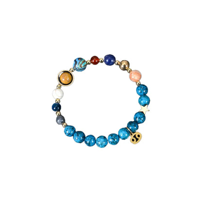Blue Constellation Crystal Bracelet Cancer with zodiac charm and natural blue stone beads, designed for emotional healing, protection, and inner balance.