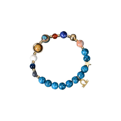 Blue Constellation Crystal Bracelet Libra with zodiac charm and natural blue stone beads, designed for harmony, balance, protection, and emotional alignment.