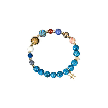 Blue Constellation Crystal Bracelet Pisces with zodiac charm and natural blue stone beads, designed for intuition, emotional balance, and spiritual protection.