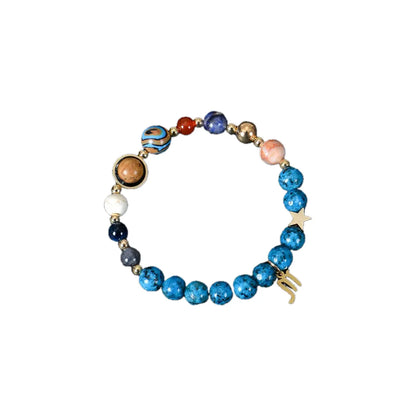 Blue Constellation Crystal Bracelet Scorpio with zodiac charm and natural blue stone beads, designed for transformation, protection, and energy balance.