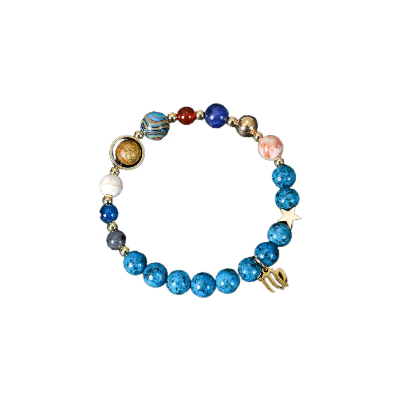 Blue Constellation Crystal Bracelet Virgo with zodiac charm and natural blue stone beads, designed for clarity, focus, protection, and balance.