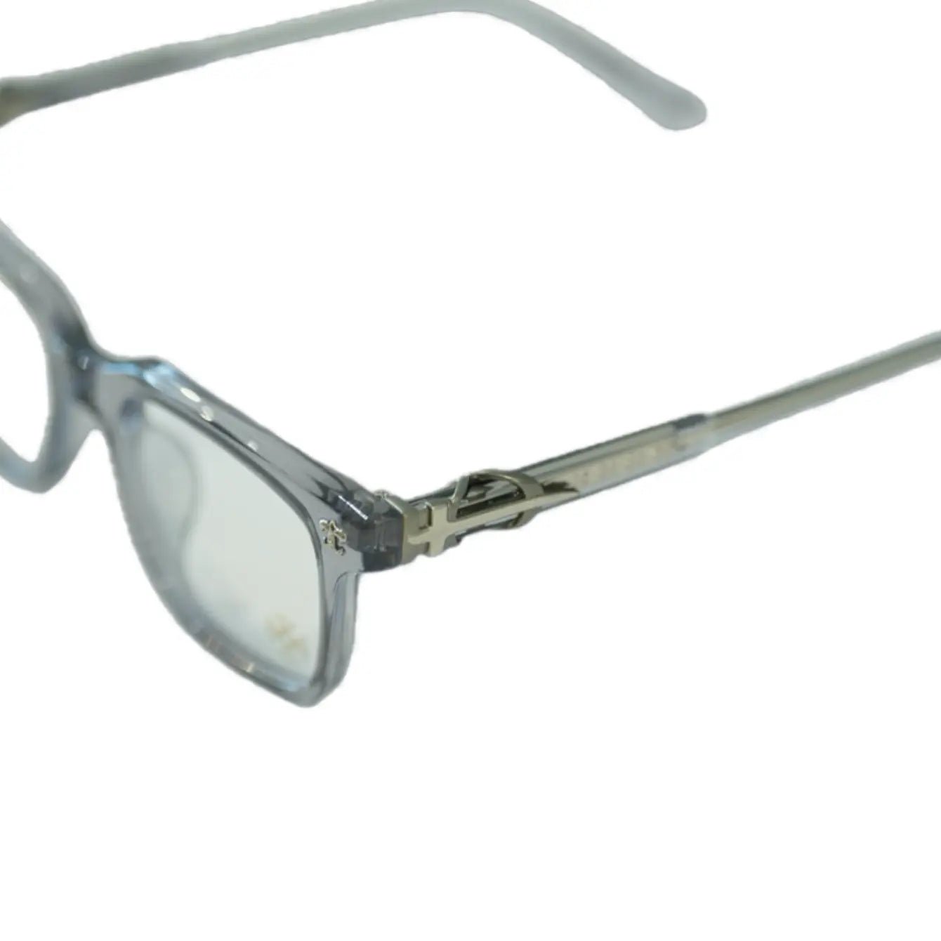 Eyeglasses with a clear frame on a white background