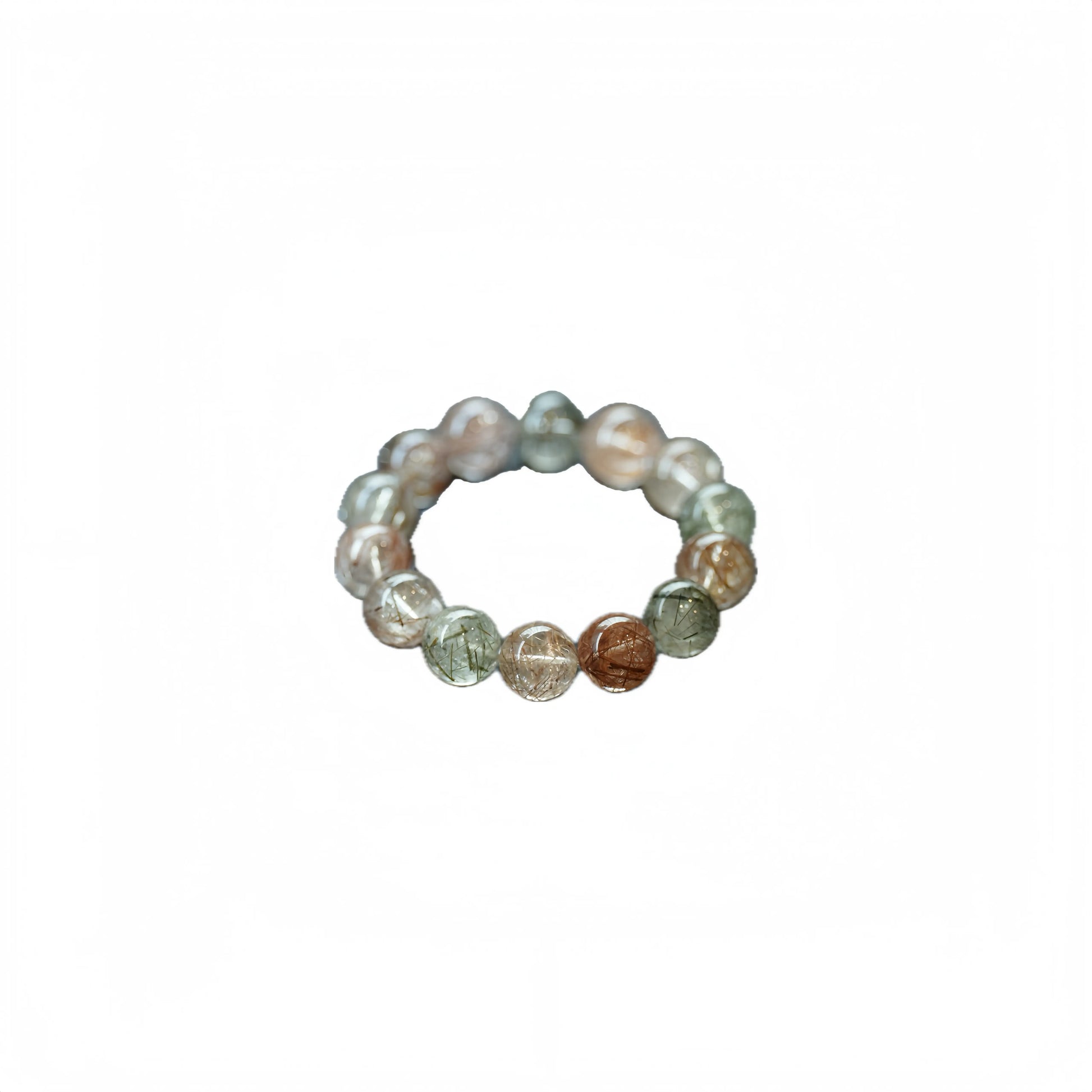 Nature crystal beaded bracelet with multicolored beads on a white background