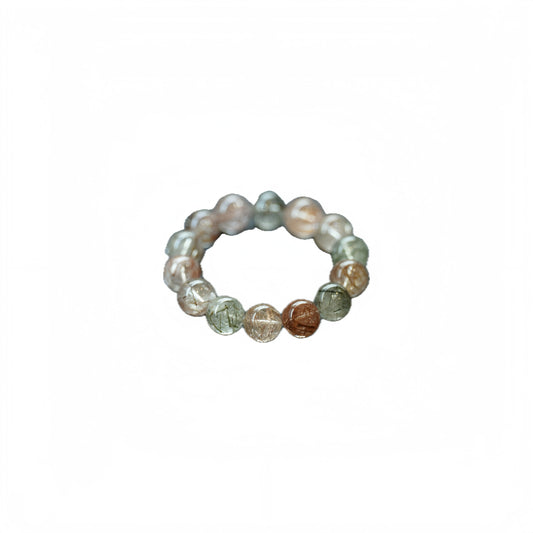 Nature crystal beaded bracelet with multicolored beads on a white background