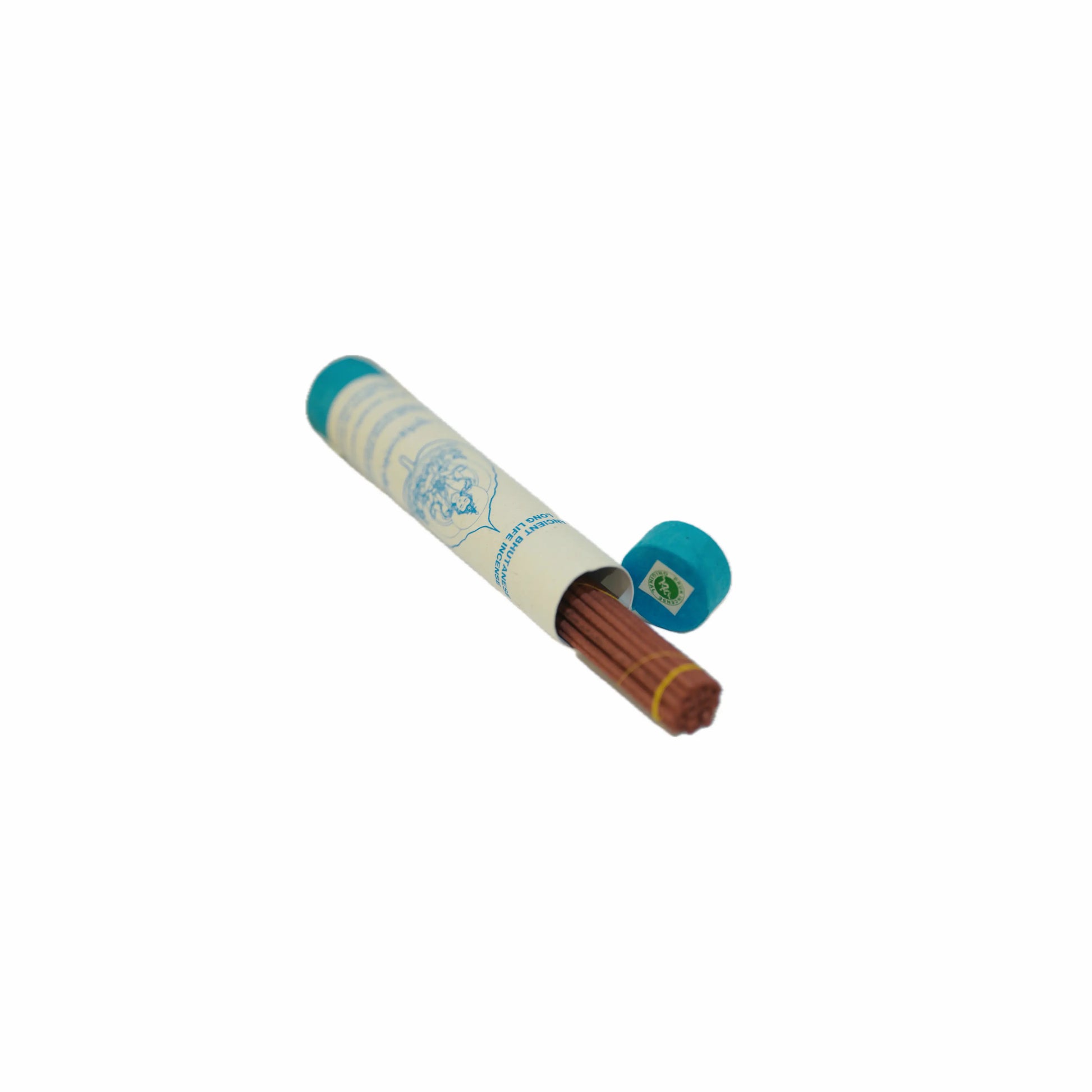 Handmade Bhutan Bodhi Tree Tibetan incense sticks bundled in eco-friendly paper tube. Approximately 28 sticks per pack with 60 minute burn time each.