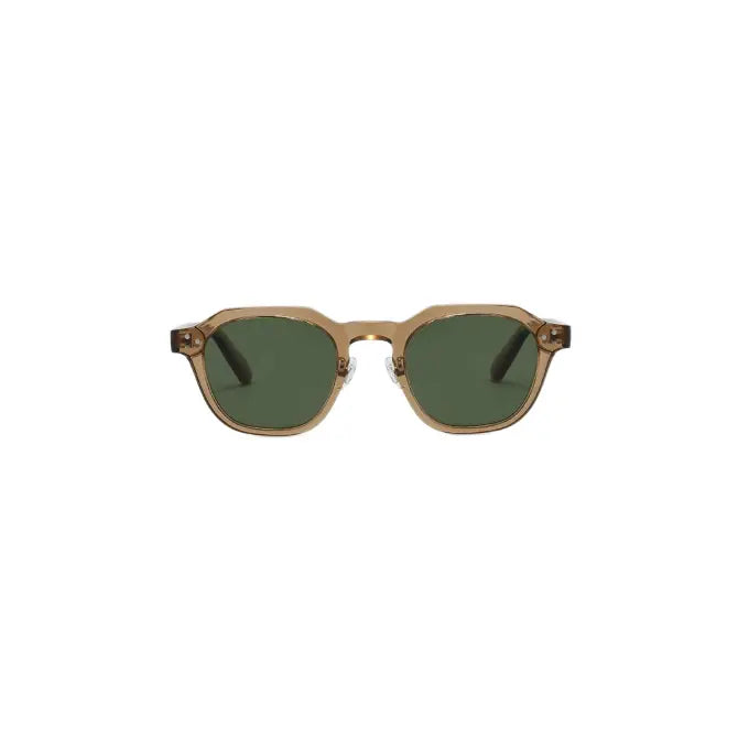 Singoau Polarized UV400 Sunglasses with Brown Frame and Green Lenses.