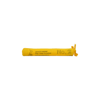 Profile view of the yellow 'NO. 2 Day Time Incense' tube from the STUPA Trilogy of Light set, designed for focused productivity, spatial grounding, and workplace focus at Singoau.